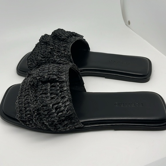 Farm Rio Ruffle Black Crochet Casual Slide Sandals Size 7 - NEW - Picture 8 of 11